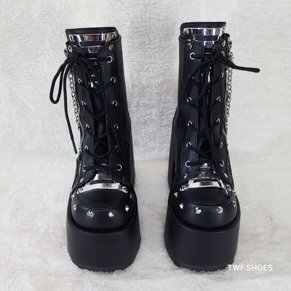 Camel Platform Block Heel Goth Ankle Boots - Picture 9 of 11